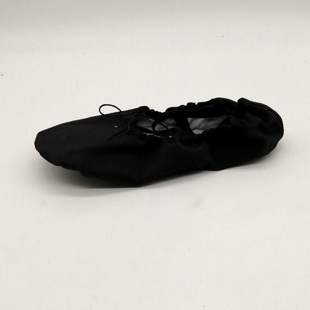 Tanzmuster Girls Ballet Shoe Black Flat w/Elastic Opening Cross Instep Straps 34